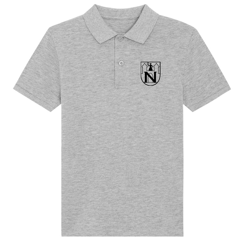 Kinder-Polo-Shirt mit Stick - Heather Grey - "N einfarbig" - 9-11 Jahre